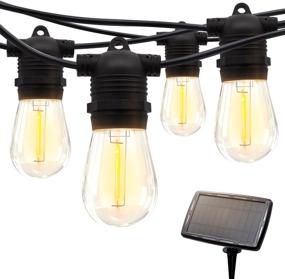 img 4 attached to 🌞 GUKOK 48ft Solar String Lights Outdoor with 15 LED Bulbs - Waterproof, Shatterproof S14 Vintage Edison Bulbs - Solar & USB Rechargeable Battery Powered Solar Outdoor Lights for Garden, Backyard, Patio, Balcony