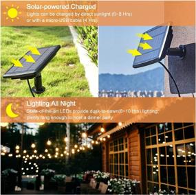 img 1 attached to 🌞 GUKOK 48ft Solar String Lights Outdoor with 15 LED Bulbs - Waterproof, Shatterproof S14 Vintage Edison Bulbs - Solar & USB Rechargeable Battery Powered Solar Outdoor Lights for Garden, Backyard, Patio, Balcony