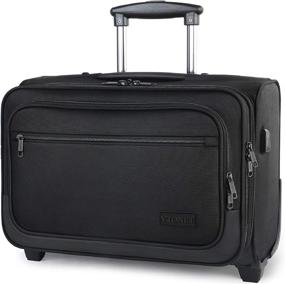 img 4 attached to 💼 17-Inch Rolling Laptop Bag with Wheels, USB Charging Port, Water Resistant - Ideal for Business Travel and Work - Black, for Men and Women