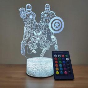 img 1 attached to 🕷️ Spiderman Night Light for Kids: 3D LED Illusion Lamp with Remote Control