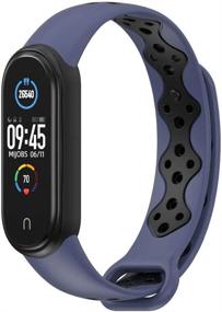 img 4 attached to 🏃 Дышащий спортивный силиконовый браслет для замены на Xiaomi Mi Band 5 - универсальный ремешок (NB/BK)