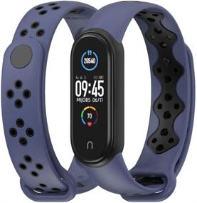 img 3 attached to 🏃 Дышащий спортивный силиконовый браслет для замены на Xiaomi Mi Band 5 - универсальный ремешок (NB/BK)