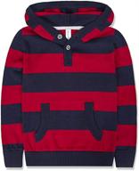 👕 stylish boys hooded sweater pullover with button-up, striped color block - perfect spring knit outfits by benito & benita logo