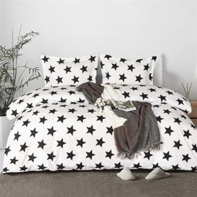 img 4 attached to 🌟 NTBAY Microfiber Queen Duvet Cover Set: Ultra Soft Stars Printed Cover with Zipper Closure and Corner Ties in Black and White