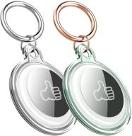 lelong compatible with airtags case: 2 pack airtag cases with keychain - full coverage airtag holder for apple airtag(2021) logo