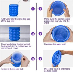 img 3 attached to 💙 ALLADINBOX Ice Cube Mold Ice Trays: Large 2-in-1 Round Silicone Ice Bucket – Dark Blue Portable Ice Cube Maker