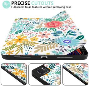 img 3 attached to 🌸 DONGKE Case for iPad Pro 12.9-inch 5th Gen, [Pencil Holder] 2021 iPad Pro 12.9 Cover with Soft TPU Back, Slim Trifold Stand, Auto Wake/Sleep, Flower Design