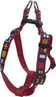 🐾 preston dog harness with multi color ribbon on red nylon webbing, nautical code flag step logo