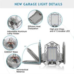 img 3 attached to 🏢 Enhance Your Garage Lighting with 2 Pack LED Garage Light: 150W, 4 Panel, 15000lm, E26/E27 Bulbs, Adjustable Quadruple Glow for Garage, Warehouse, Workshop, Barn