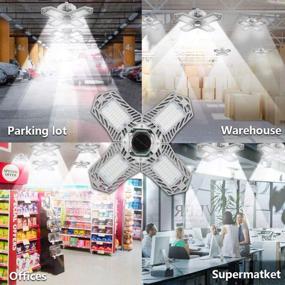img 2 attached to 🏢 Enhance Your Garage Lighting with 2 Pack LED Garage Light: 150W, 4 Panel, 15000lm, E26/E27 Bulbs, Adjustable Quadruple Glow for Garage, Warehouse, Workshop, Barn