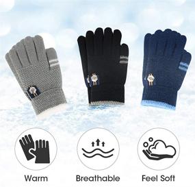 img 1 attached to ORVINNER Kids Winter Gloves - 3 Pairs Children Warm Wool Lined Gloves for Boys and Girls, Toddler Thermal Knitted Mittens