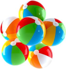 img 4 attached to 🌈 Ultimate Fun: 6-Pack Jumbo 24 Inch Inflatable Rainbow Beach Balls - Perfect for Pool Parties, Beach Fun, and Gifts