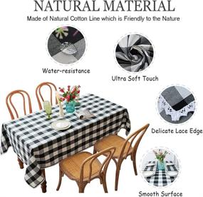 img 3 attached to 🏞️ TEWENE Checkered Rectangle Tablecloth - Water Resistant