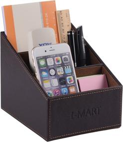 img 1 attached to 📺 I-MART Brown PU Leather TV Remote Control Holder Stand - Enhanced Organizer, Caddy, Storage for Better Optimization