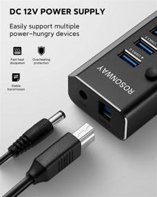 img 1 attached to Rosonway Алюминиевый 7-портовый USB 3.0 хаб с адаптером питания - USB хаб 3.0 для ПК и ноутбука (RSH-A37S)