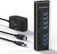 rosonway алюминиевый 7-портовый usb 3.0 хаб с адаптером питания - usb хаб 3.0 для пк и ноутбука (rsh-a37s) логотип