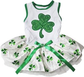 img 2 attached to 🍀 Petitebella Green Sequins Clover Puppy Dog Dress - Adorable and Stylish Outfit for Your Pooch