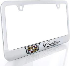 img 3 attached to Cadillac With Crest Brass License Plate Frame With Chrome Finish (2 Hole)