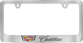 img 1 attached to Cadillac With Crest Brass License Plate Frame With Chrome Finish (2 Hole)