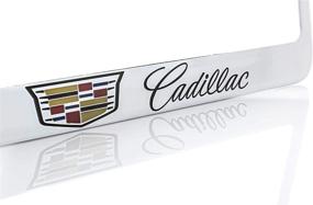 img 2 attached to Cadillac With Crest Brass License Plate Frame With Chrome Finish (2 Hole)