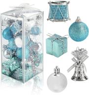 🎄 christmas tree decor: loveinusa 32 pcs blue & silver christmas ball ornaments - festive xmas tree decorations логотип