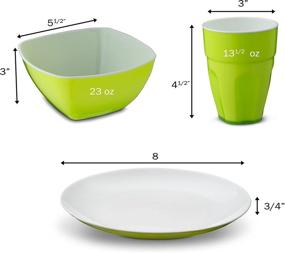 img 3 attached to 🍽️ PLASTI HOME Reusable Plastic Dinnerware Set (12pcs) – Kid-friendly Hard Plastic Plates, Bowls & Cups – Stylish Green Colors – Microwave & Dishwasher Safe Flatware & Tumblers – Ideal for Daily Use