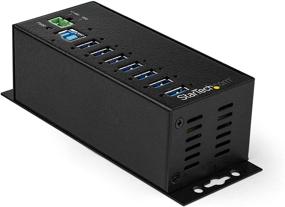 img 4 attached to StarTech.com 7 Port USB Hub with Power Adapter - Surge Protection - Industrial USB 3.0 Data Transfer Hub - Mountable (Din Rail, Wall, or Desk) - High Speed USB 3.1 Gen 1 5Gbps Hub (HB30A7AME)