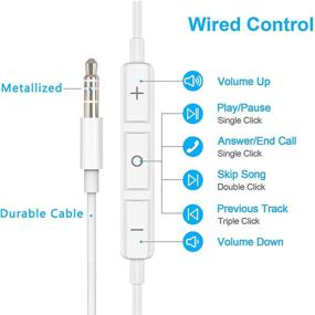 img 3 attached to 🎧 Набор из 2 проводных наушников с микрофоном и регулятором громкости - совместимые с iPhone, iPad, iPod, Android и ПК - белые