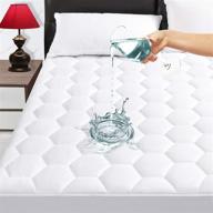 🛏️ soft breathable queen quilted waterproof mattress pad cover – stretchable up to 21” deep pocket, hollow alternative filling, cooling mattress topper, waterproof mattress protector logo