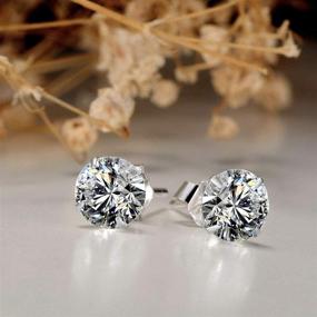 img 2 attached to Stylish Hypoallergenic CZ Stud Earrings in 925 Sterling Silver for Women, Men, and Girls - Ideal for Cartilage and Tragus Piercings (3mm, 5mm, 7mm)