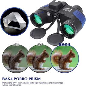img 2 attached to 🔭 AOMEKIE 7X50 Marine Binoculars with Low Light Night Vision, Waterproof, Fogproof, Compass Rangefinder, BAK4 Prism Lens - Ideal for Navigation, Boating, Fishing, Water Sports, Hunting