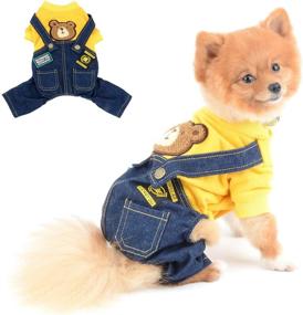img 4 attached to SELMAI Jumpsuits Chihuahua Adorable AutumnYellowXL