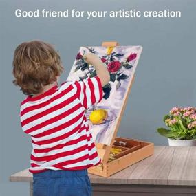 img 1 attached to Premium Wooden Tabletop Easel with Sketchbox - Art Easel for Painting, Desktop Painting Easel for Students, Artists, and Beginners