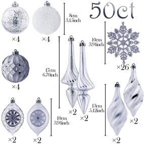 img 3 attached to Enhance Your Xmas Decor with Valery Madelyn 50ct Silver and White Christmas Ball Ornaments - Shatterproof Frozen Winter Tree Decorations