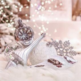 img 1 attached to Enhance Your Xmas Decor with Valery Madelyn 50ct Silver and White Christmas Ball Ornaments - Shatterproof Frozen Winter Tree Decorations
