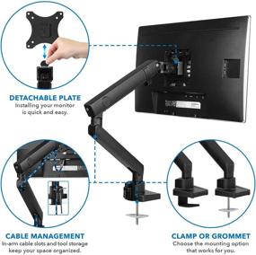 img 2 attached to Enhance Your Workspace with the Mount-It! Premium Single Monitor Arm Mount Stand – VESA 75 100 Compatible