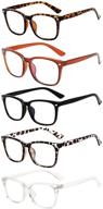 👓 5-pack blue light blocking square nerd eyeglasses readers with clear lens for women and men, anti-uv & glare protection logo