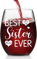 🍷 sister gifts: best sister ever love you always - stemless wine glass логотип