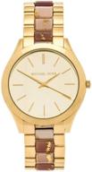 ⌚ gold and white slim runway three-hand stainless steel watch by michael kors logo