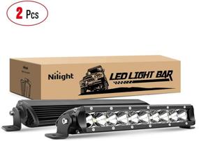 img 4 attached to 🚗 Nilight 11" Super Slim Flood Bar Driving Fog Single Row Off Road LED Lights - 2PCS, 50W, with 2 Style Mounting Brackets and 2-Year Warranty