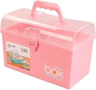 rinboat pink art craft storage box: lid, handle, household first aid, 1 pack logo