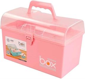 img 4 attached to Rinboat Pink Art Craft Storage Box: Lid, Handle, Household First Aid, 1 Pack