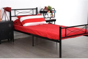 img 3 attached to 🛏️ SimLife Metal Bed Frame Twin Size: Sturdy 6 Leg Design with Two Headboards for Kids - Black Steel Platform Bed, Perfect Box Spring Replacement and Mattress Foundation