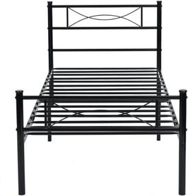 img 2 attached to 🛏️ SimLife Metal Bed Frame Twin Size: Sturdy 6 Leg Design with Two Headboards for Kids - Black Steel Platform Bed, Perfect Box Spring Replacement and Mattress Foundation