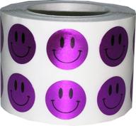 😃 vibrant metallic purple happy face stickers- 1,000 adhesive labels, 0.50 inch size logo