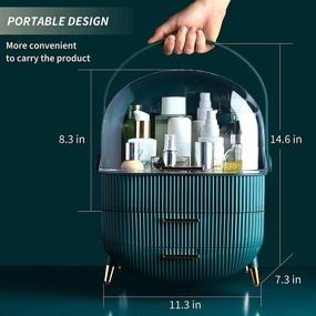 img 1 attached to 🔷 Teal Large Cosmetic Makeup Organizer: Drawers, Brush Organizer, Dust & Water Proof Storage. Ideal for Bathroom Countertop & Vanity Dresser!