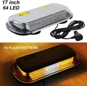 img 3 attached to 🚨 ASPL 64LED 17-inch Roof Top Strobe Lights, High Visibility Emergency Safety Warning LED Mini Strobe Light Bar with Magnetic Base for 12-24V Car, Trucks, Construction Vehicles (Amber White Amber)