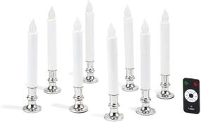 img 2 attached to 🕯️ Set of 8 Christmas Window Candles with Silver Holders - Battery Powered White Flameless Tapers, Detachable Base, Flickering LED Lights, Automatic Timer, Remote Control & Batteries Included