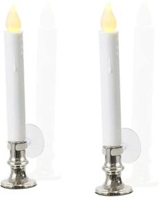 img 1 attached to 🕯️ Set of 8 Christmas Window Candles with Silver Holders - Battery Powered White Flameless Tapers, Detachable Base, Flickering LED Lights, Automatic Timer, Remote Control & Batteries Included