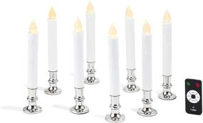 img 3 attached to 🕯️ Set of 8 Christmas Window Candles with Silver Holders - Battery Powered White Flameless Tapers, Detachable Base, Flickering LED Lights, Automatic Timer, Remote Control & Batteries Included